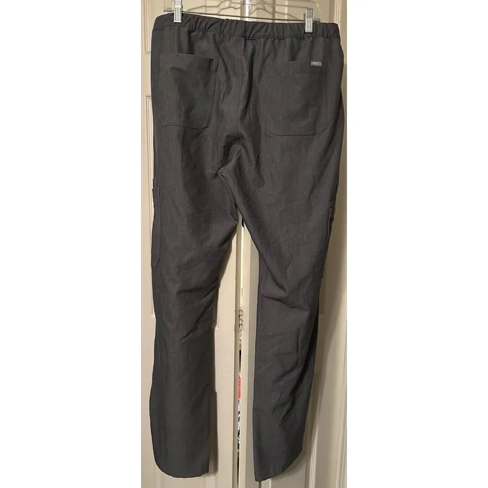 Figs Scrub Pants‎ Mens Large Gray Technical Collection .  Zip Front, Draw String